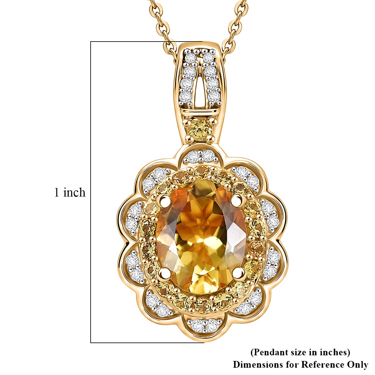 D'Joy Premium Brazilian Heliodor and Multi Gemstone 2.20 ctw Flower Pendant Necklace in 18K Vermeil Yellow Gold Over Sterling Silver (20 Inches) image number 5