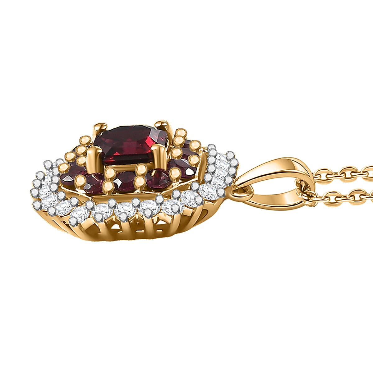 D'Joy Premium Anthill Garnet and Moissanite 1.15 ctw Crimson Core Pendant Necklace 20 Inches in 18K Vermeil Yellow Gold Over Sterling Silver (Del. in 5-7 Days)  image number 3