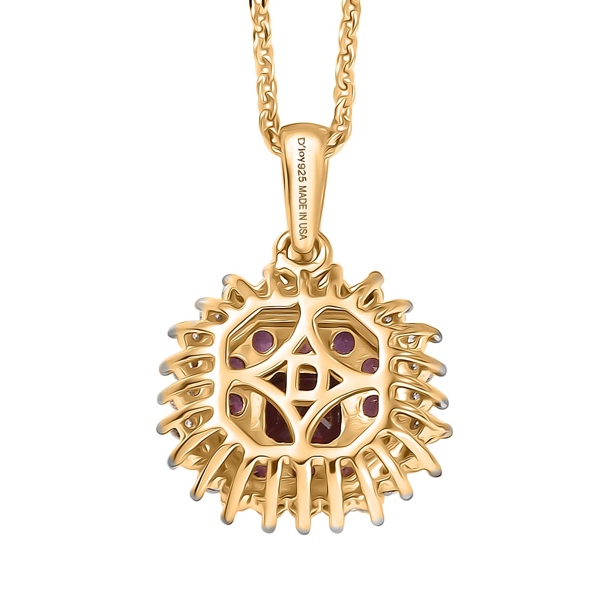 D'Joy Premium Anthill Garnet and Moissanite 1.15 ctw Crimson Core Pendant Necklace 20 Inches in 18K Vermeil Yellow Gold Over Sterling Silver (Del. in 5-7 Days)  image number 4