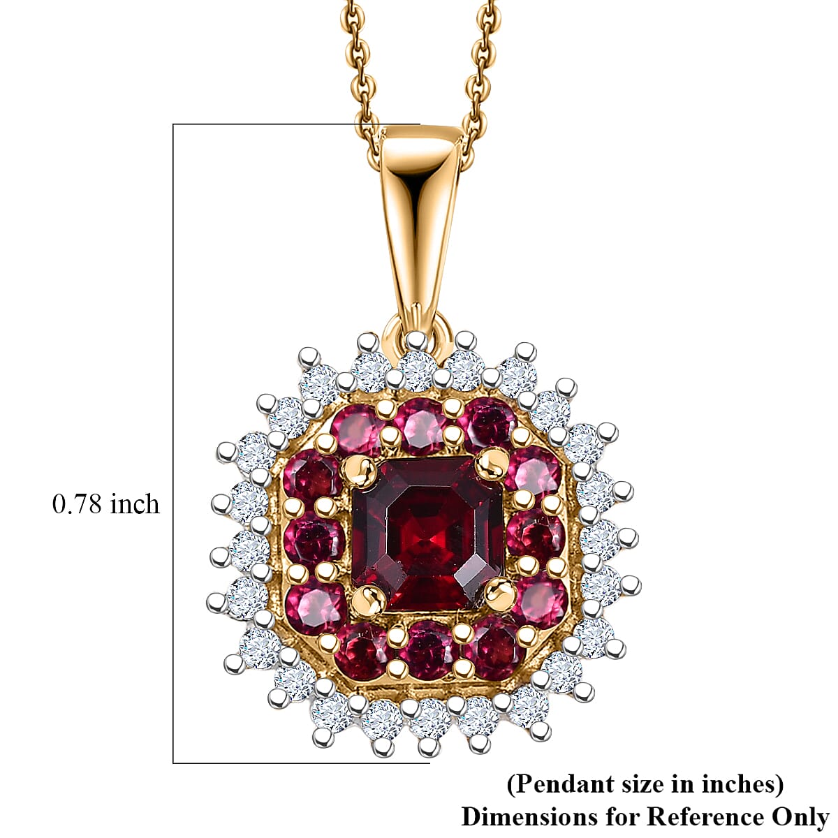 D'Joy Premium Anthill Garnet and Moissanite 1.15 ctw Crimson Core Pendant Necklace 20 Inches in 18K Vermeil Yellow Gold Over Sterling Silver (Del. in 5-7 Days)  image number 5