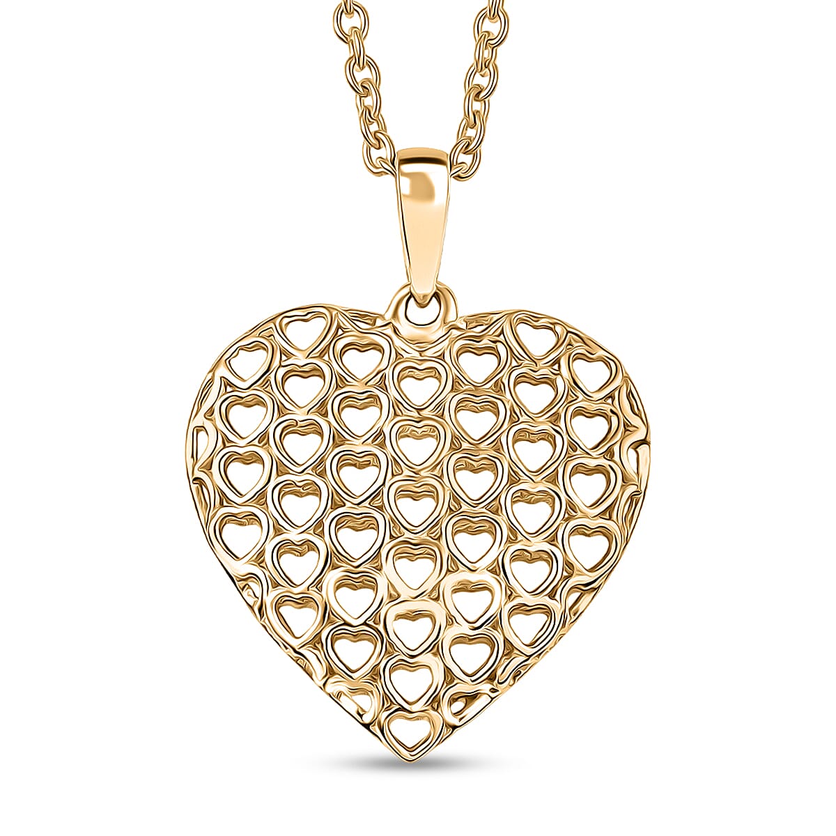 10K Yellow Gold Heart Pendant with ION Plated YG Stainless Steel Necklace 2.35 Grams 20 Inches