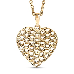 Luxoro 10K Yellow Gold Heart Pendant with ION Plated YG Stainless Steel Necklace 4.73 Grams 20 Inches 