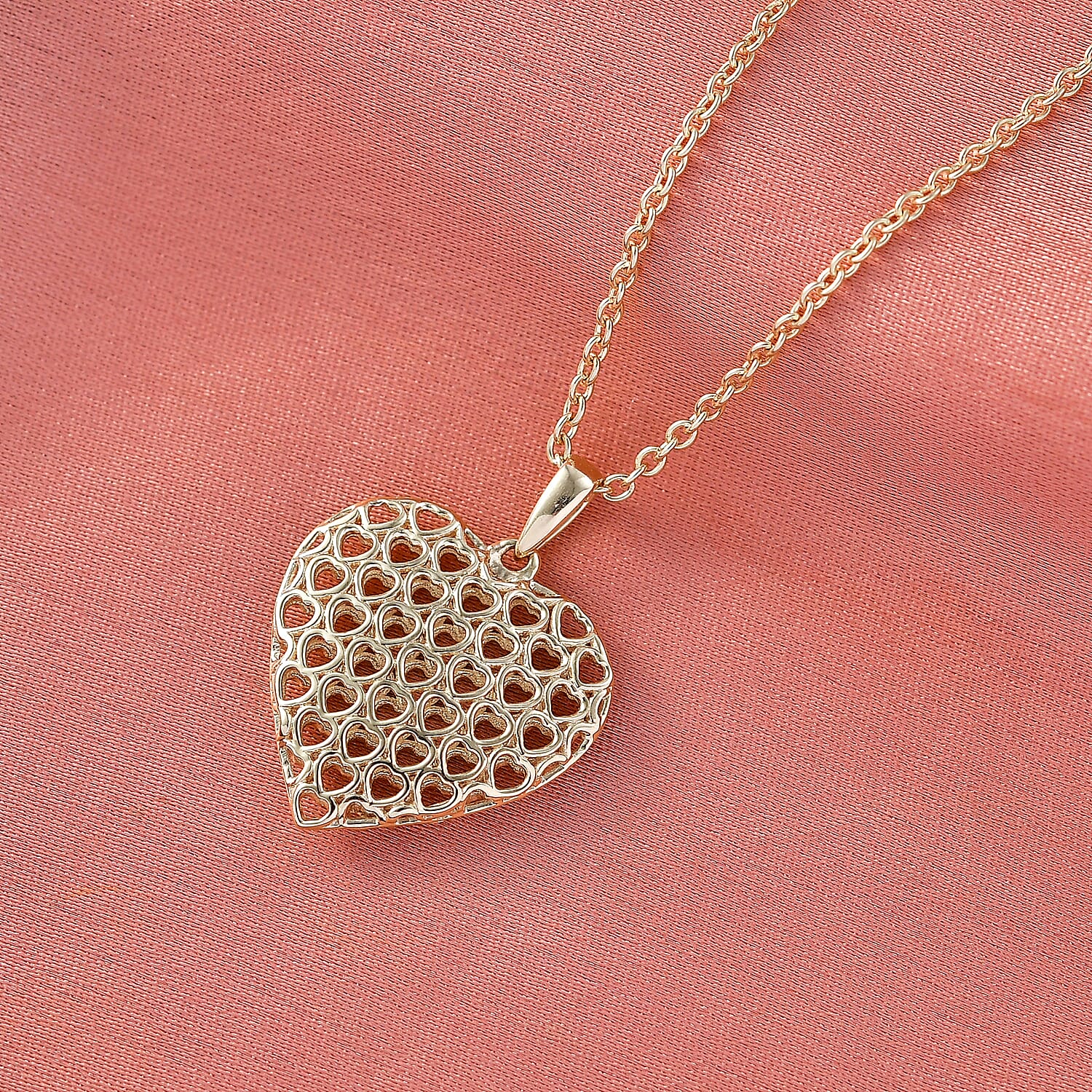 10K Yellow Gold Heart Pendant with ION Plated YG Stainless Steel Necklace 2.35 Grams 20 Inches