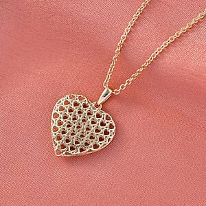 Luxoro 10K Yellow Gold Heart Pendant with ION Plated YG Stainless Steel Necklace 4.73 Grams 20 Inches 