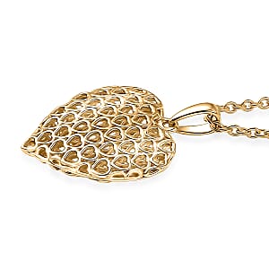 Luxoro 10K Yellow Gold Heart Pendant with ION Plated YG Stainless Steel Necklace 4.73 Grams 20 Inches 