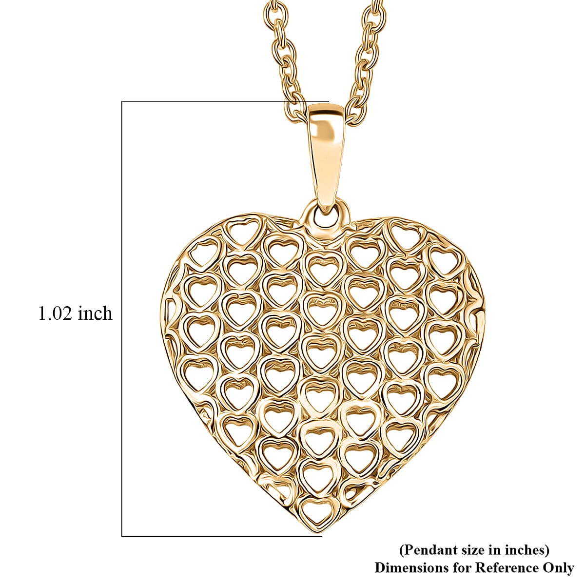 10K Yellow Gold Heart Pendant with ION Plated YG Stainless Steel Necklace 2.35 Grams 20 Inches