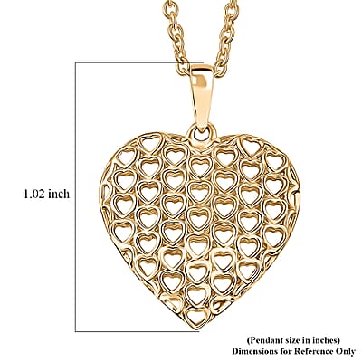 10K Yellow Gold Heart Pendant with ION Plated YG Stainless Steel Necklace 2.35 Grams 20 Inches