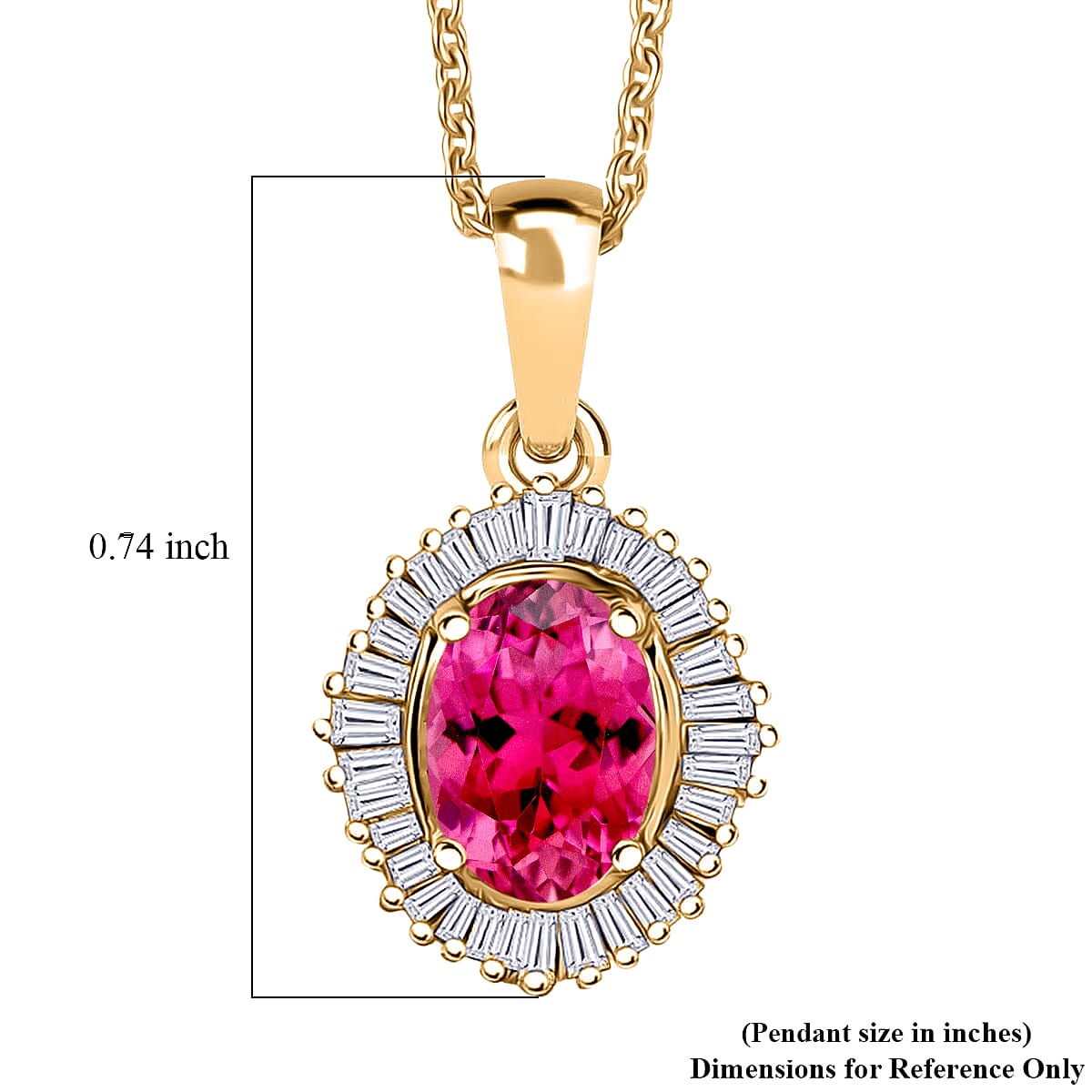 D'Joy Ouro Fino Rubellite and Diamond Pendant Necklace in 18K Vermeil Yellow Gold Over Sterling Silver 20 Inches 1.00 ctw image number 5