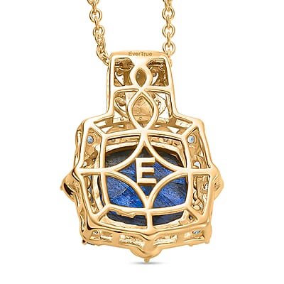 EverTrue Malagasy Labradorite and Apatite 9.00 ctw Pendant in 18K YG Plated with ION Plated YG Stainless Steel Chain 20 Inches