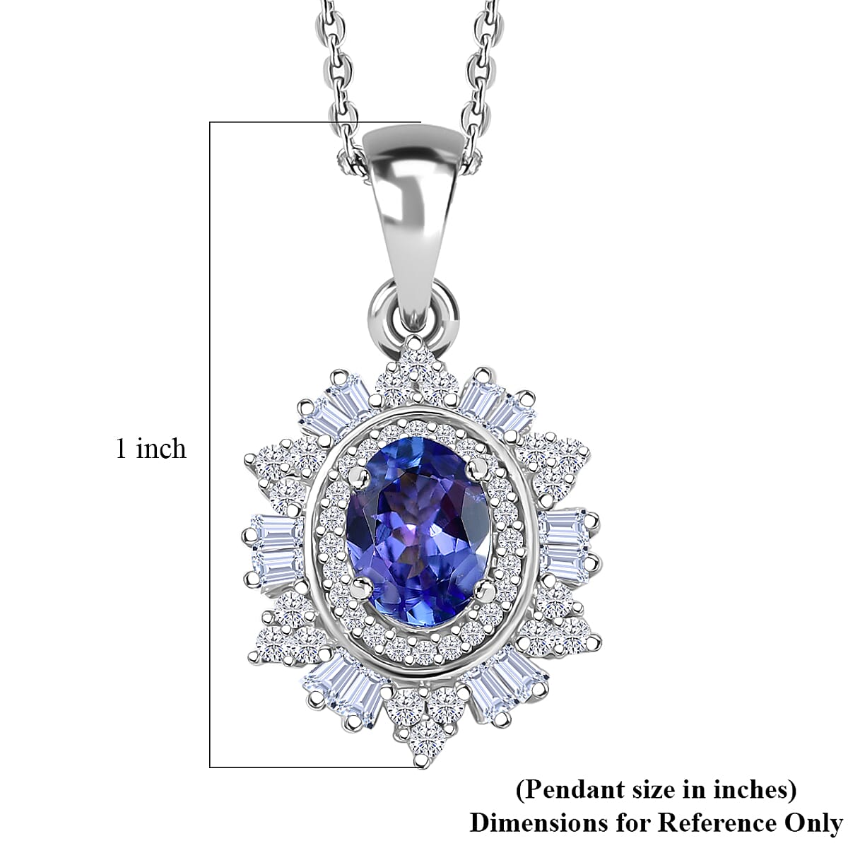 D'Joy Tanzanite and Moissanite 1.65 ctw Azure Starburst Pendant Necklace in Rhodium Over Sterling Silver 20 Inches  image number 5