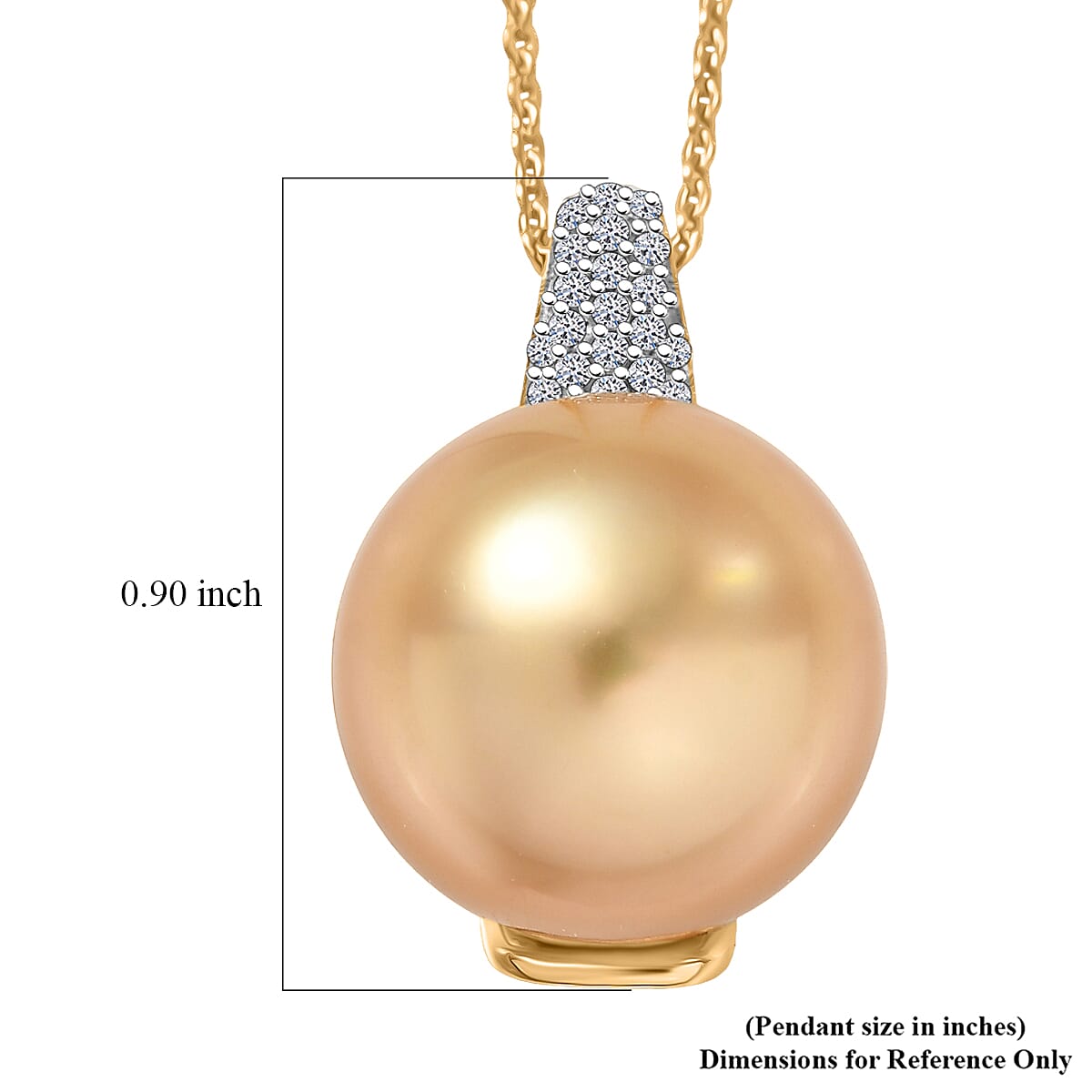 Premium South Sea Golden Cultured Pearl and Luxuriant Lab Grown Diamond G-H SI 0.10 ctw Pendant Necklace in 18K Vermeil Yellow Gold Over Sterling Silver 20 Inches  image number 6