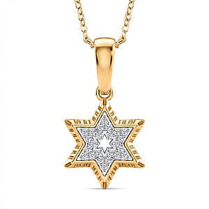 D'Joy White Zircon 0.20 ctw Pendant Necklace in 18K Vermeil Yellow Gold Over Sterling Silver 20 Inches 