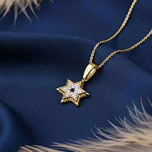 D'Joy White Zircon 0.20 ctw Pendant Necklace in 18K Vermeil Yellow Gold Over Sterling Silver 20 Inches 