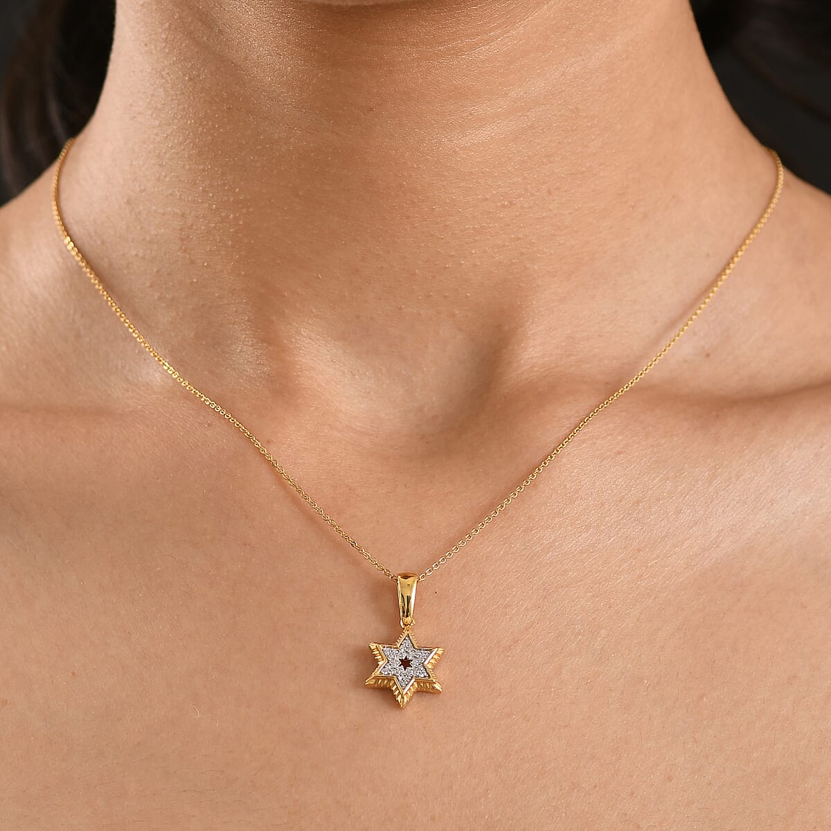D'Joy White Zircon 0.20 ctw Pendant Necklace in 18K Vermeil Yellow Gold Over Sterling Silver 20 Inches  image number 2