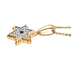 D'Joy White Zircon 0.20 ctw Pendant Necklace in 18K Vermeil Yellow Gold Over Sterling Silver 20 Inches 