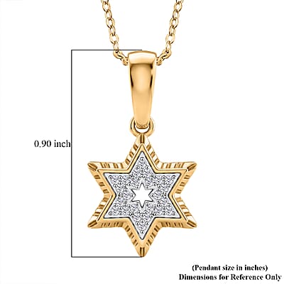 D'Joy Passport to Israel White Zircon 0.20 ctw Star Pendant Necklace in 18K Vermeil Yellow Gold Over Sterling Silver 20 Inches