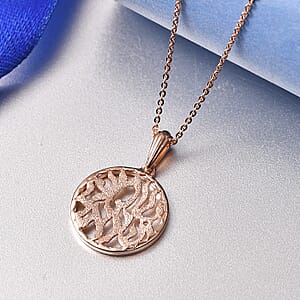 D'Joy Passport to Israel Fancy Pendant Necklace in 18K Vermeil Rose Gold Over Sterling Silver 3.40 Grams 20 Inches