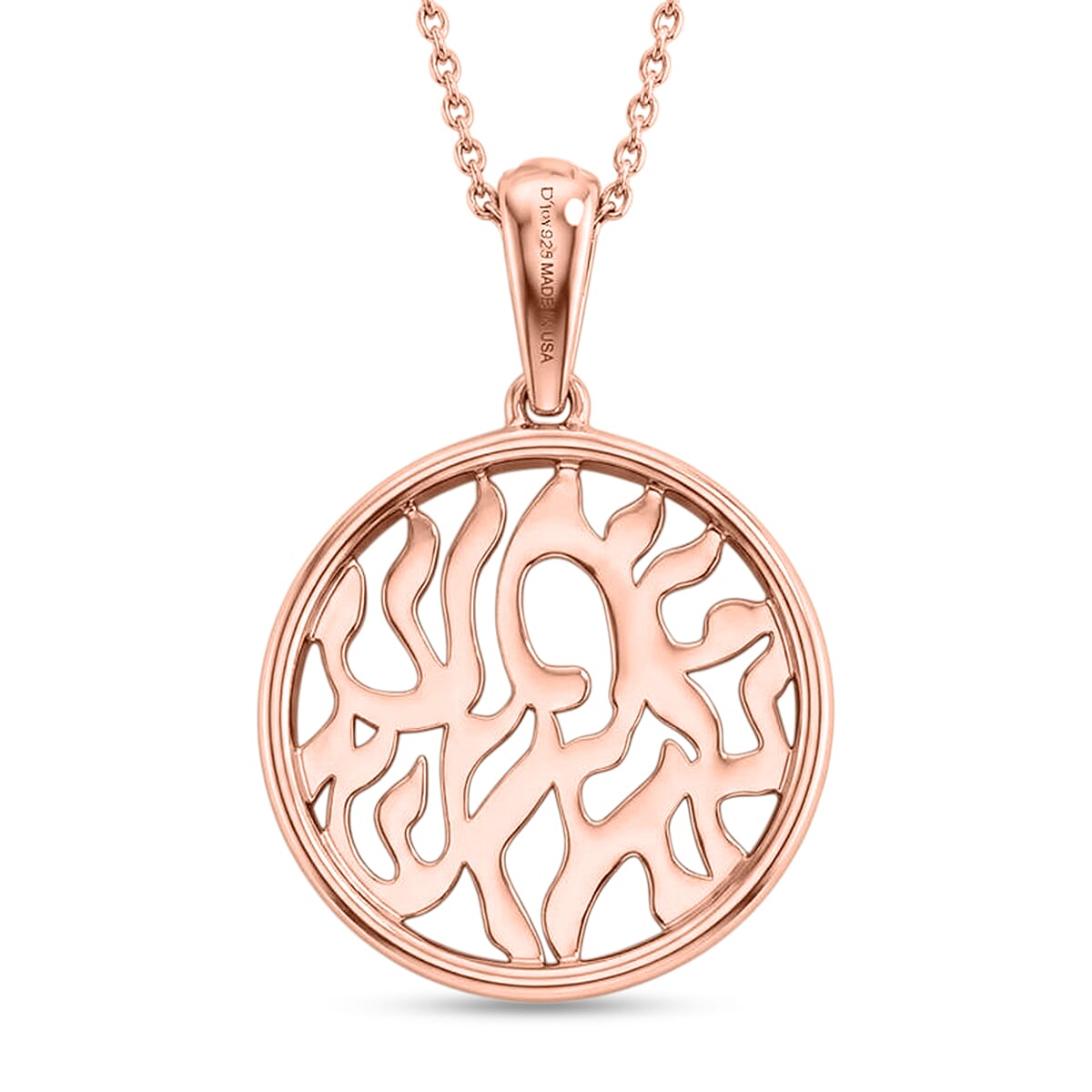 D'Joy Passport to Israel Fancy Pendant Necklace in 18K Vermeil Rose Gold Over Sterling Silver 3.40 Grams 20 Inches