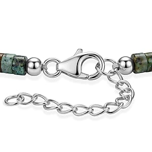 D'Joy Premium White Buffalo and Blue Moon Turquoise 34.50 ctw Pendant Necklace in Rhodium Over Sterling Silver 18-20 Inches 