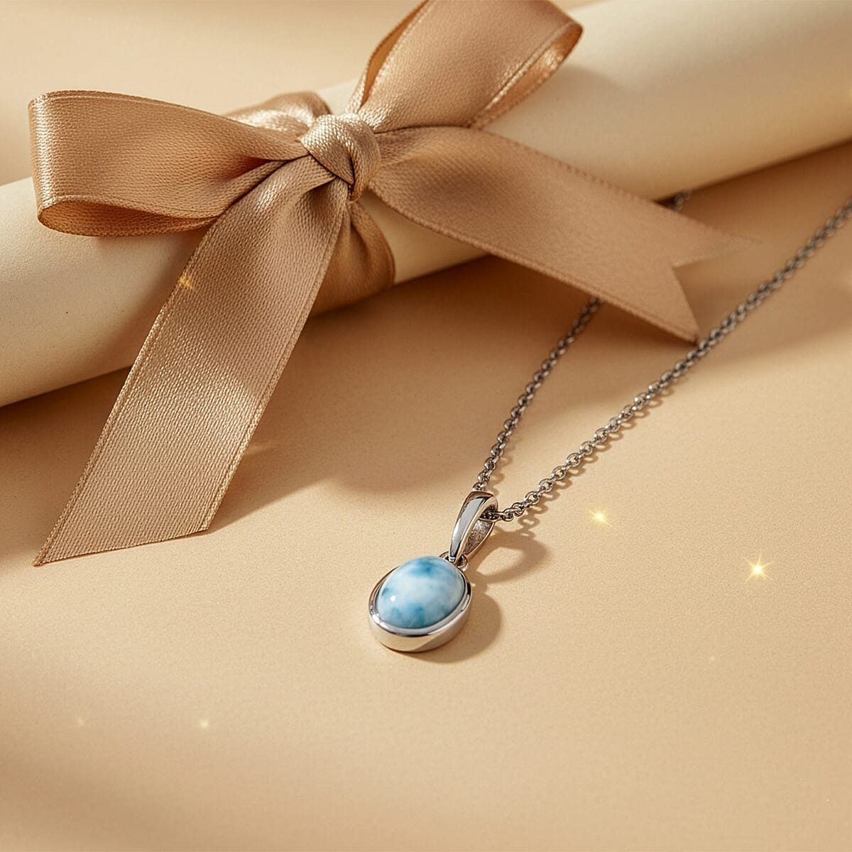 D'Joy AAA Larimar 1.15 ctw Tidal Curve Pendant Necklace in Rhodium Over Sterling Silver 20 Inches  image number 1