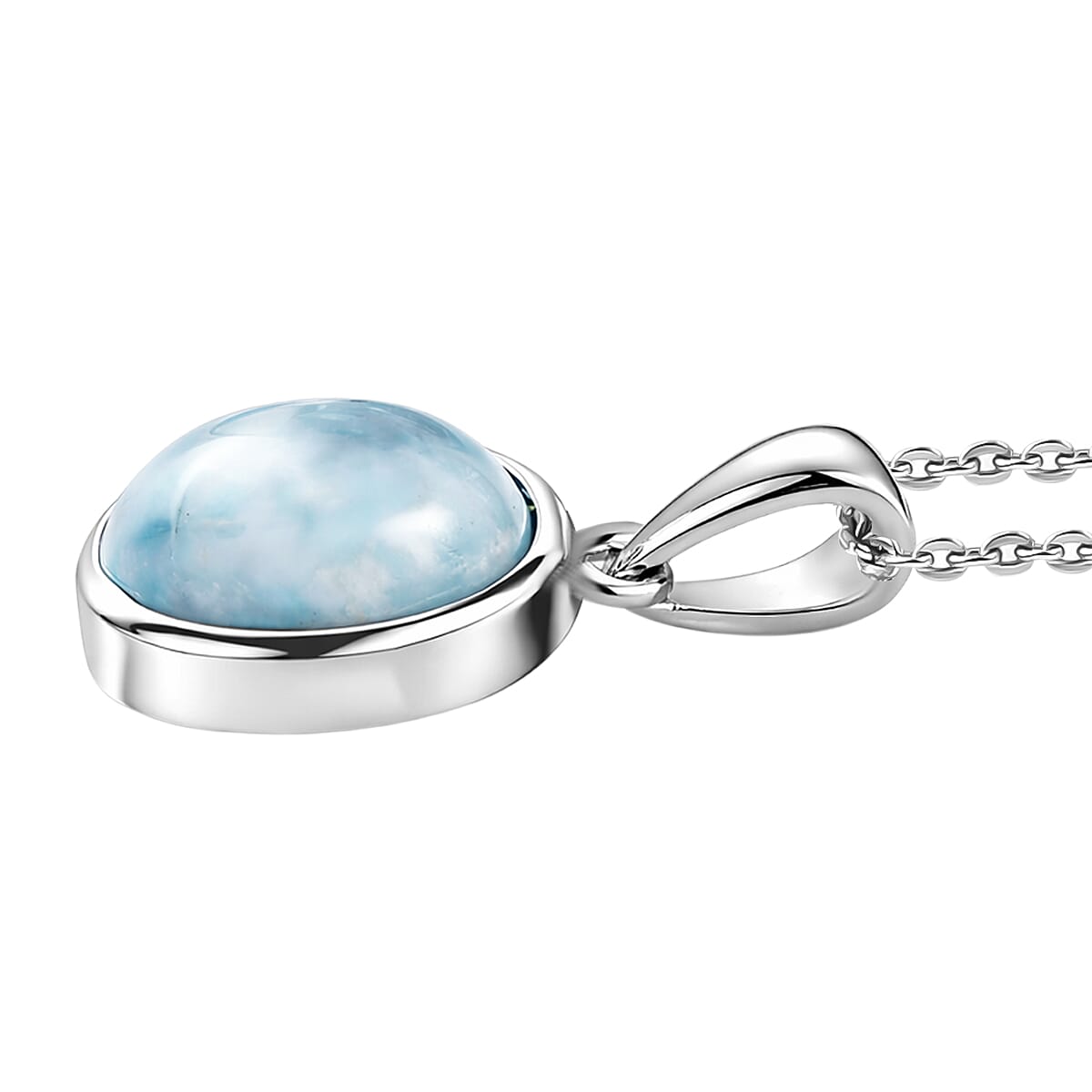 D'Joy AAA Larimar 1.15 ctw Tidal Curve Pendant Necklace in Rhodium Over Sterling Silver 20 Inches  image number 3