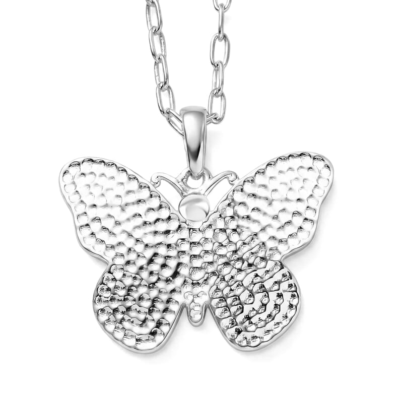 D'Joy Passport to Israel Butterfly Pendant Necklace in Sterling Silver 5.78 Grams 20 Inches