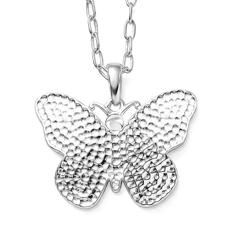 D'Joy Passport to Israel Butterfly Pendant Necklace in Sterling Silver 5.78 Grams 20 Inches