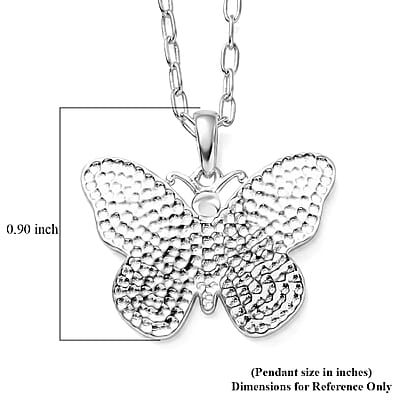D'Joy Passport to Israel Butterfly Pendant Necklace in Sterling Silver 5.78 Grams 20 Inches