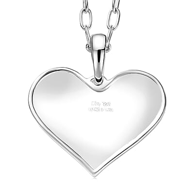 D'Joy Passport to Israel Heart Pendant Necklace in Sterling Silver 5.58 Grams 20 Inches