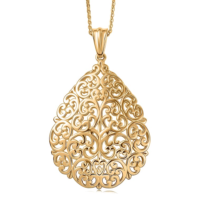 D'Joy Passport to Turkey Pendant Necklace in 18K Vermeil Yellow Gold Over Sterling Silver 6.35 Grams 20 Inches