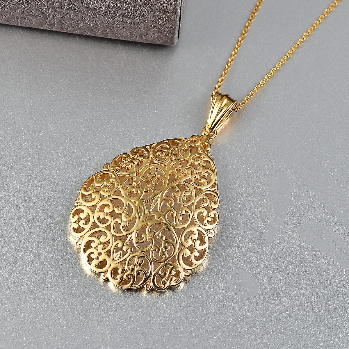 D'Joy Passport to Turkey Pendant Necklace in 18K Vermeil Yellow Gold Over Sterling Silver 6.35 Grams 20 Inches  image number 1