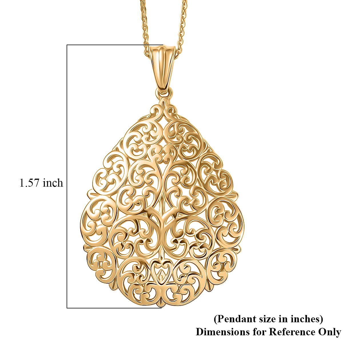 D'Joy Passport to Turkey Pendant Necklace in 18K Vermeil Yellow Gold Over Sterling Silver 6.35 Grams 20 Inches