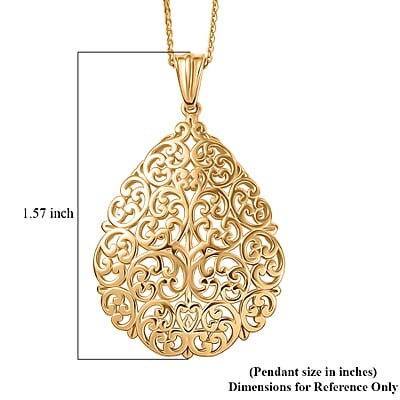 D'Joy Passport to Turkey Pendant Necklace in 18K Vermeil Yellow Gold Over Sterling Silver 6.35 Grams 20 Inches