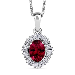 Rhapsody AAAA Ouro Fino Rubellite and E-F VS Diamond 1.00 ctw Pendant Necklace in 950 Platinum 20 Inches