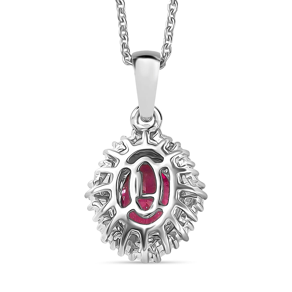 Rhapsody AAAA Ouro Fino Rubellite and E-F VS Diamond 1.00 ctw Pendant Necklace in 950 Platinum 20 Inches image number 4