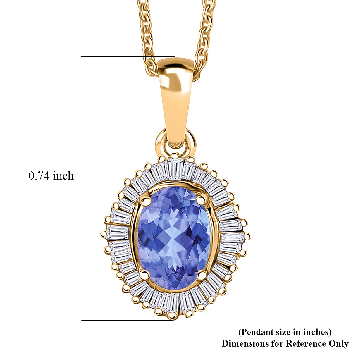 D'Joy Tanzanite and Diamond 1.00 ctw Pendant Necklace in 18K Vermeil Yellow Gold Over Sterling Silver 20 Inches image number 5