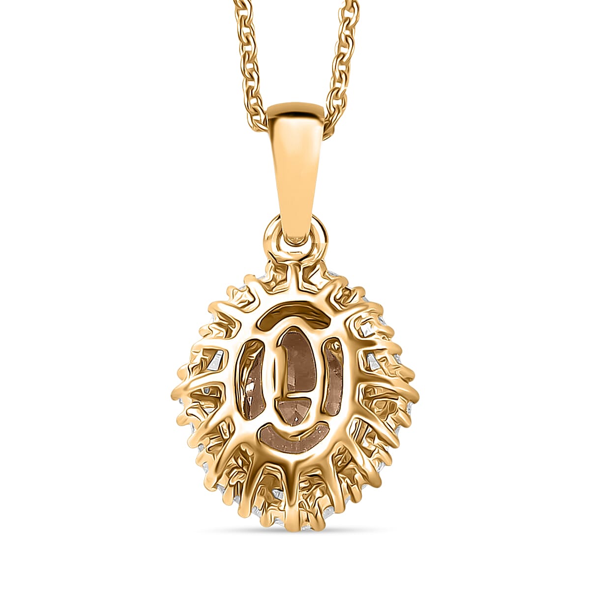 D'Joy Marropino Morganite and Diamond Pendant Necklace in 18K Vermeil Yellow Gold Over Sterling Silver 20 Inches 1.00 ctw image number 4