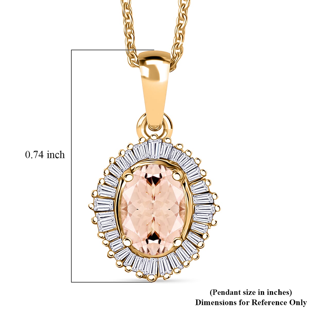 D'Joy Marropino Morganite and Diamond Pendant Necklace in 18K Vermeil Yellow Gold Over Sterling Silver 20 Inches 1.00 ctw image number 5