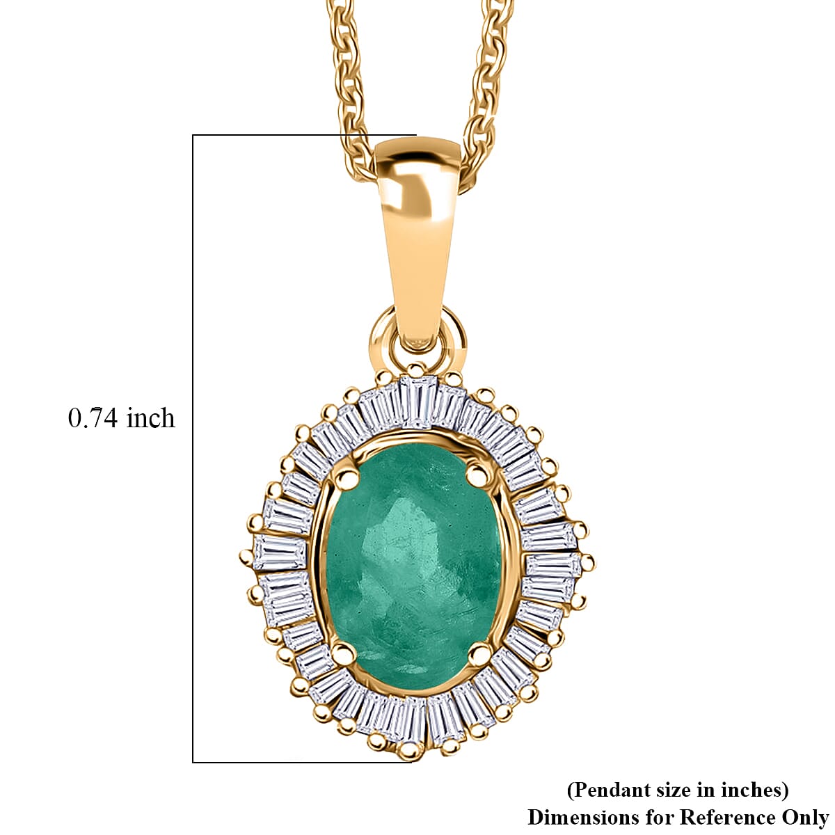 D'Joy Kagem Zambian Emerald and Diamond Pendant Necklace in 18K Vermeil Yellow God Over Sterling Silver 20 Inches 1.00 ctw image number 5