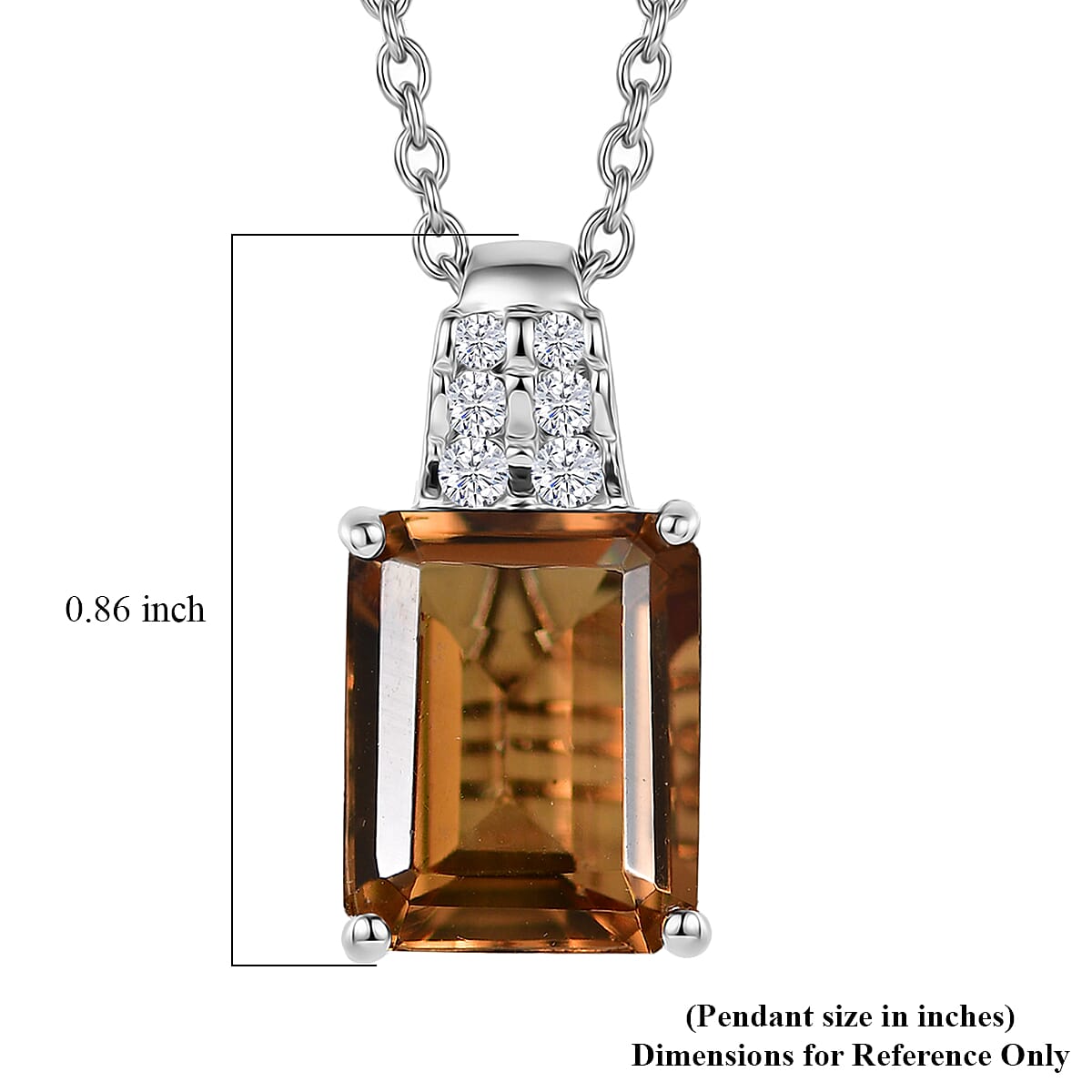 EverTrue Autumn Alexite and White Zircon 3.40 ctw Sunset Pillar Pendant in Platinum Bond with Stainless Steel Necklace 20 Inches image number 6