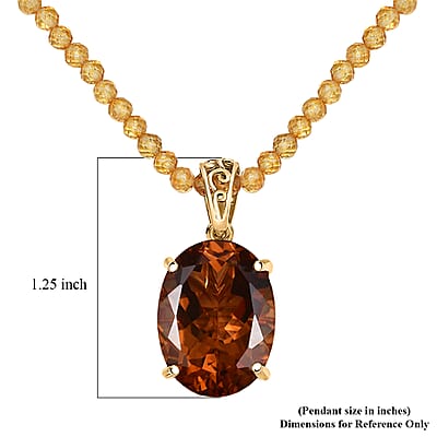 EverTrue Autumn Alexite Fallfire Pendant with Brazilan Citrine Beaded Necklace (20 Inches) in 18K YG Plated 71.00 ctw