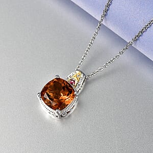 EverTrue Autumn Alexite and Multi Gemstone 6.80 ctw Wings of Fire Pendant in 18K YG Plated and Platinum Bond with Stainless Steel Necklace 20 Inches