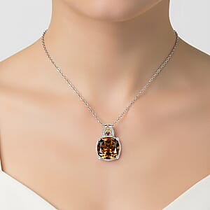 EverTrue Autumn Alexite and Multi Gemstone 6.80 ctw Wings of Fire Pendant in 18K YG Plated and Platinum Bond with Stainless Steel Necklace 20 Inches