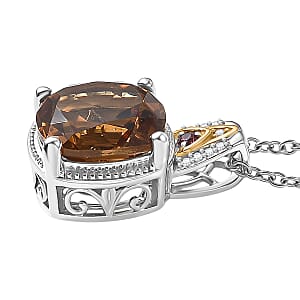 EverTrue Autumn Alexite and Multi Gemstone 6.80 ctw Wings of Fire Pendant in 18K YG Plated and Platinum Bond with Stainless Steel Necklace 20 Inches