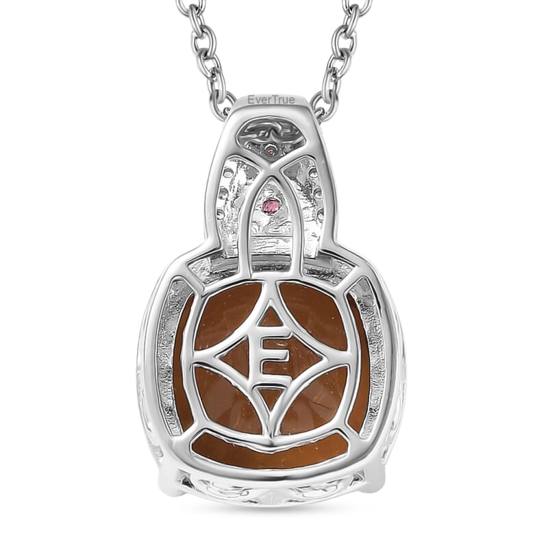 EverTrue Autumn Alexite and Multi Gemstone 6.80 ctw Wings of Fire Pendant in 18K YG Plated and Platinum Bond with Stainless Steel Necklace 20 Inches