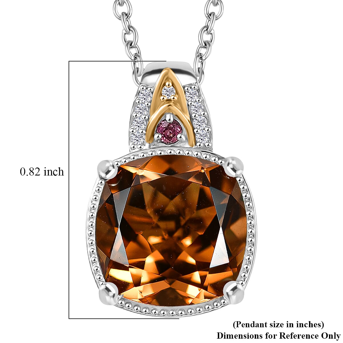 EverTrue Autumn Alexite and Multi Gemstone 6.80 ctw Wings of Fire Pendant in 18K YG Plated and Platinum Bond with Stainless Steel Necklace 20 Inches image number 6