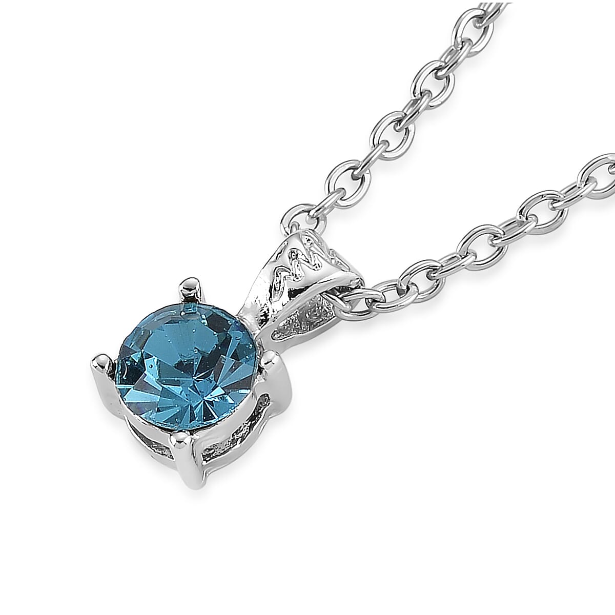 Multi Color Austrian Crystal 5pcs Solitaire and 1pc Mirror Pendant with Necklace (20 Inches) in Silvertone