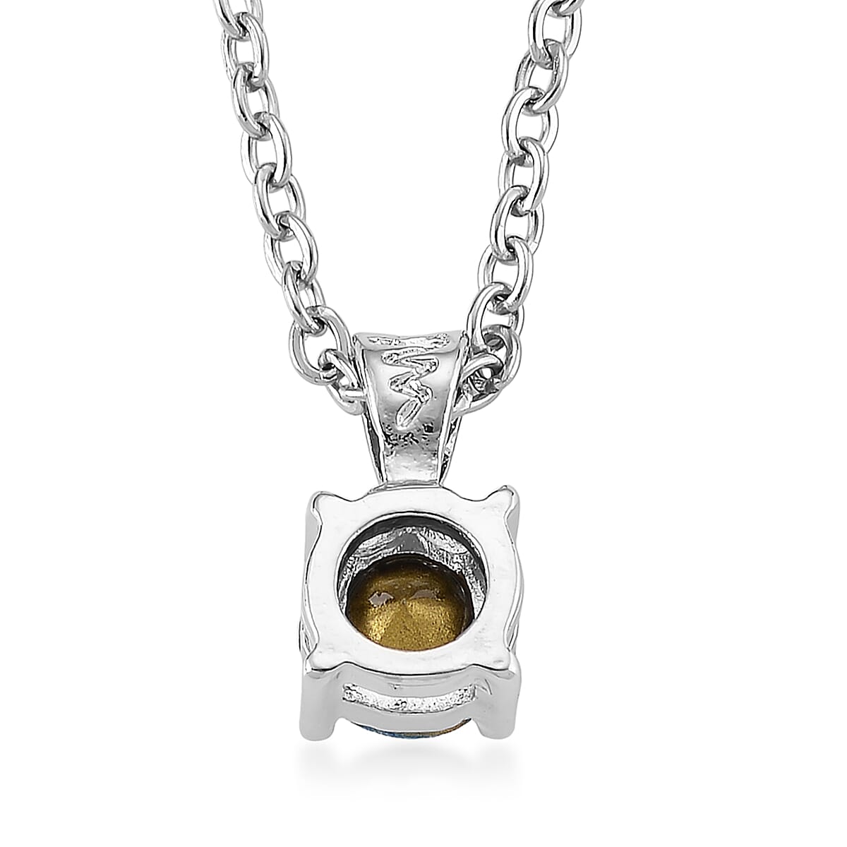 Multi Color Austrian Crystal 5pcs Solitaire and 1pc Mirror Pendant with Necklace (20 Inches) in Silvertone