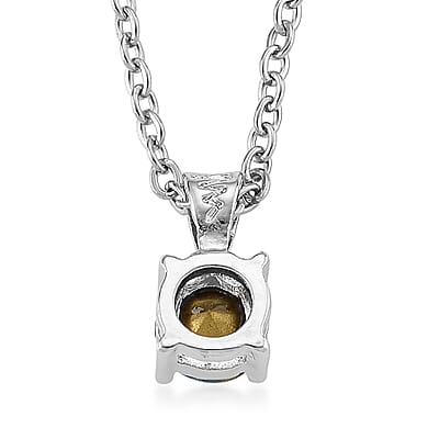 Multi Color Austrian Crystal 5pcs Solitaire and 1pc Mirror Pendant with Necklace (20 Inches) in Silvertone