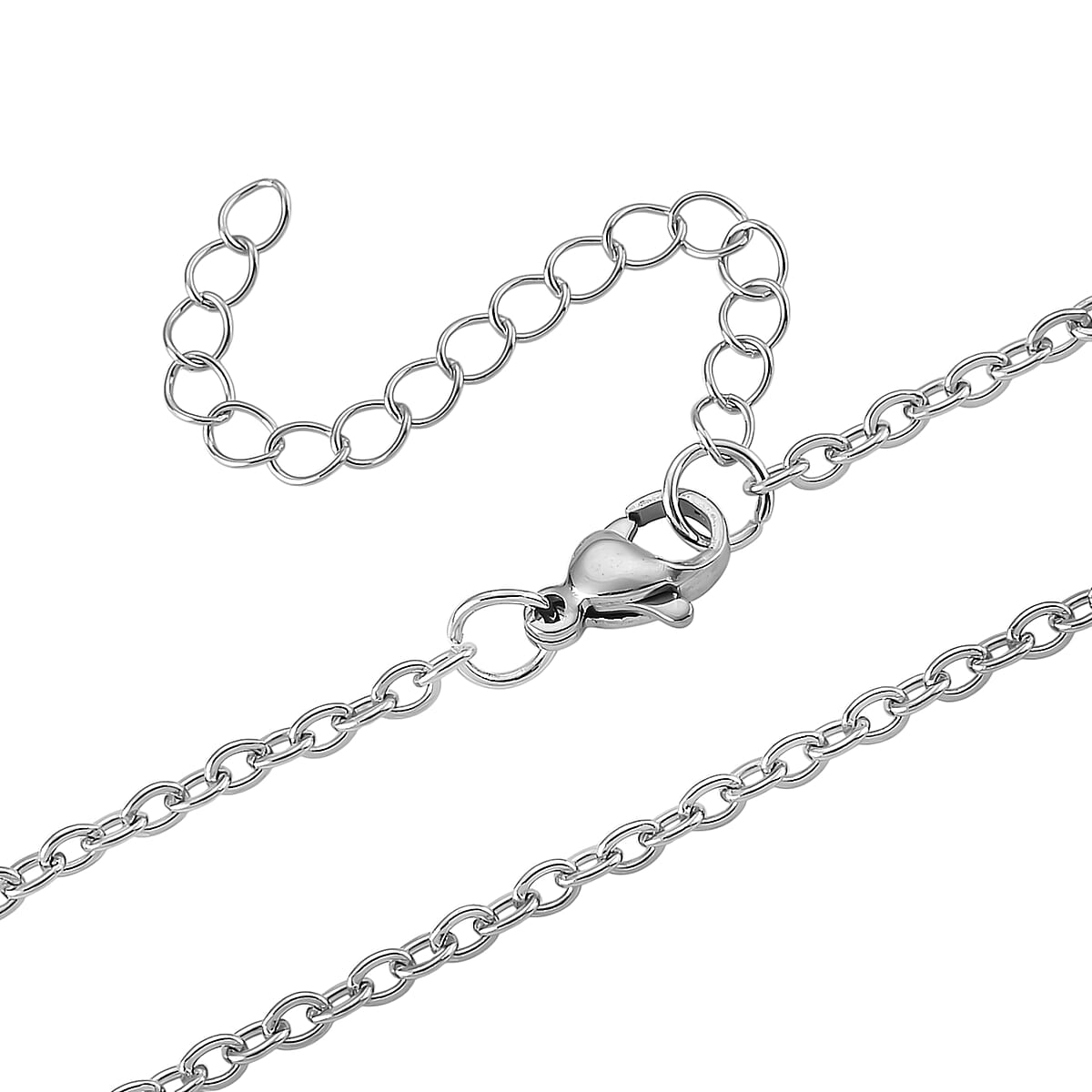 Multi Color Austrian Crystal 4pcs Solitaire and 1pc Mirror Pendant with Necklace (20 Inches) in Silvertone image number 5